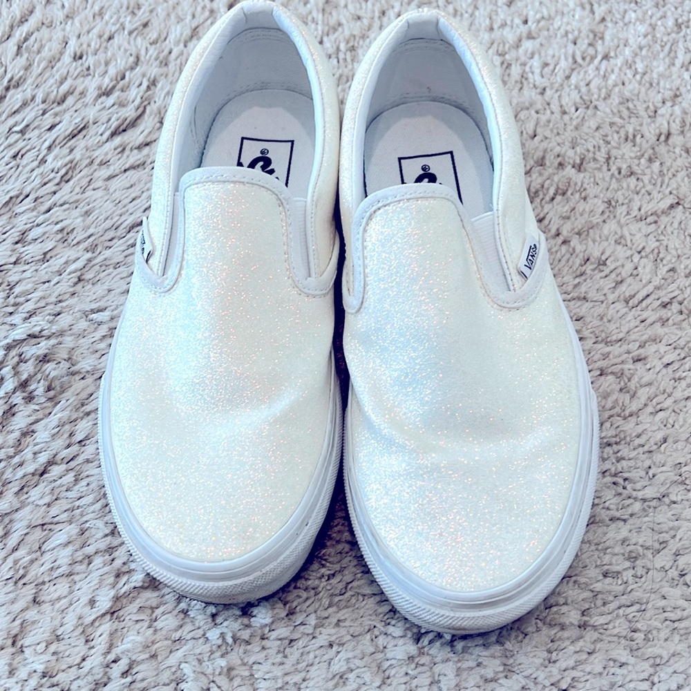 Women’s Vans white with glitter